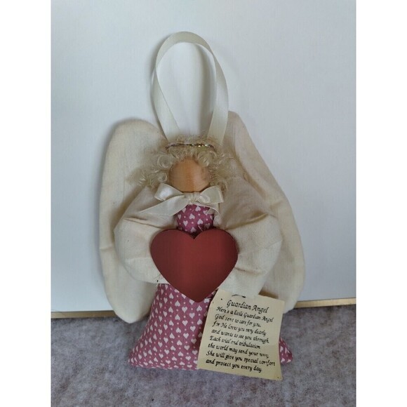 HOMEMADE 8" TALL COUNTRY GUARDIAN ANGEL HANGING CHRISTMAS ORNAMENT farmhouse - Picture 1 of 4